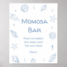 Blue Coastal Beach Baby Shower Momosa Pub Poster