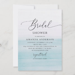 Blue Coastal Bridal Shower | Watercolor Beach Inbjudningar