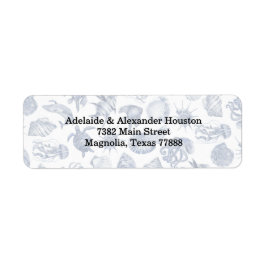 Blue Coastal Bröllop Adress Returadress Etikett