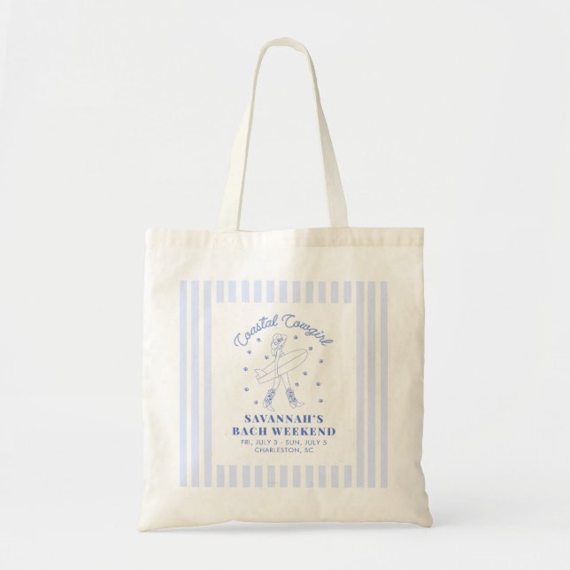 Blue Coastal Cowgirl Nautical Beach Bachelorette Tygkasse (Framsidan)