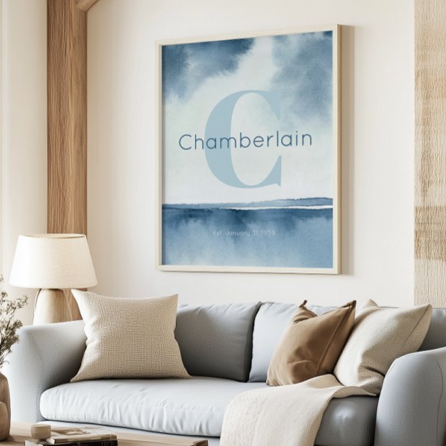 Blue Coastal Custom Last Name Wall Art Prints Poster (Skapare uppladdad)