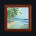 Blue Coastal Lagoon Minnesask<br><div class="desc">"Blue Coastal Lagoon" av Suzanne Wilkins. En serenstrand med tropiskt träd.</div>