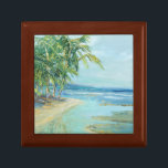Blue Coastal Lagoon Minnesask<br><div class="desc">"Blue Coastal Lagoon" av Suzanne Wilkins. En serenstrand med tropiskt träd.</div>