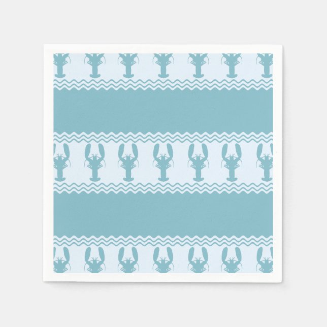 Blue Coastal Lobster Rand Pappersservett (Framsidan)