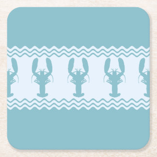 Blue Coastal Lobster Rand Underlägg Papper Kvadrat
