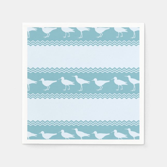Blue Coastal Sandpiper Bird Rand Pappersservett (Framsidan)