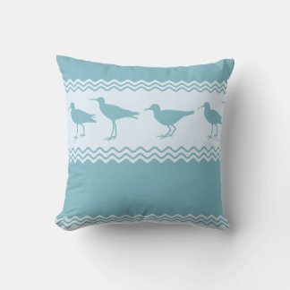 Blue Coastal Sandpiper Bird Stripes Kudde