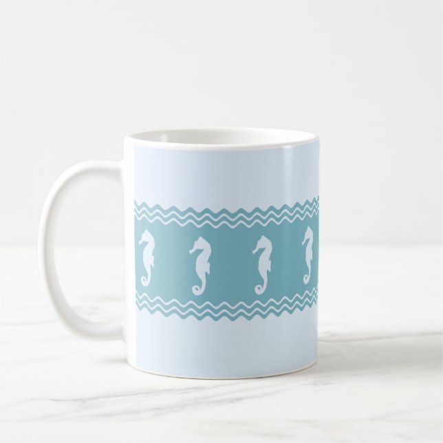 Blue Coastal Seahorse Rand Kaffemugg (Vänster)