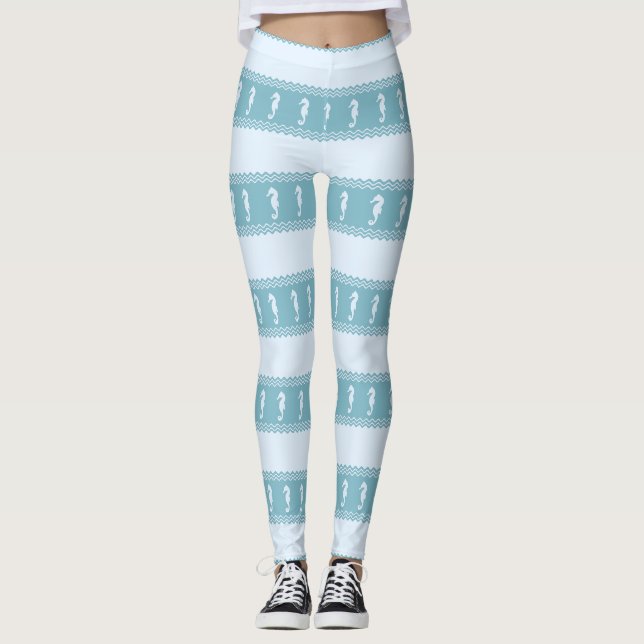 Blue Coastal Seahorse Rand Leggings (Framsida)
