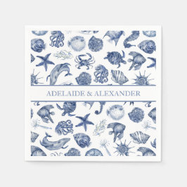 Blue Coastal Wedding Paper Napkin Pappersservett