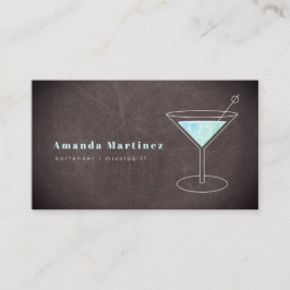 Blue Cocktail Bartender Mixolog Chalkboard Visitkort