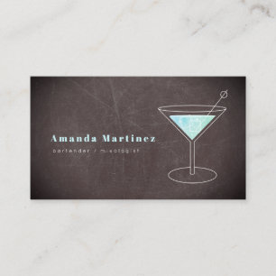 Blue Cocktail Bartender Mixolog Chalkboard Visitkort