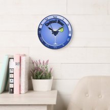 Blue Cocktail Hour Pub Clock