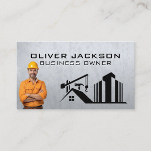 Blue Collar Construction Worker Builder-webbplat Visitkort