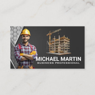 Blue Collar Worker Byggnadsarbetsplats Byggnad Visitkort
