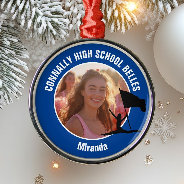 Blue Color Guard Photo High School Christmas Julgransprydnad Metall (Skapare uppladdad)