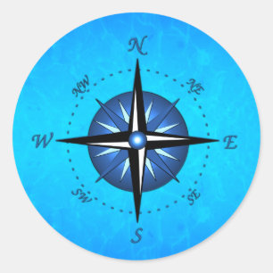 Blue Compass Ro Runt Klistermärke