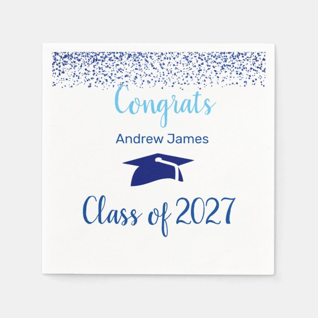 blue confetti 2027  graduation  -  Congrats  Pappersservett (Framsidan)