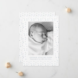 Blue Confetti Baby Birth Announcement Photo Card | Meddelande