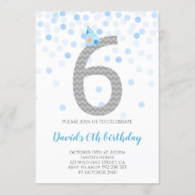 Blue Confetti Boy Party 6e Birthday