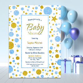 Blue Confetti Boy Shower Inbjudningar