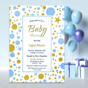 Blue Confetti Boy Shower Inbjudningar