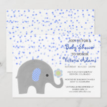 Blue Confetti Elephant Baby Shower