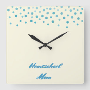 Blue Confetti Homeschool Mamma Fyrkantig Klocka