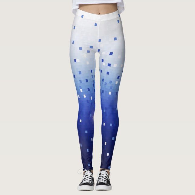 Blue Confetti Squares Leggings (Framsida)