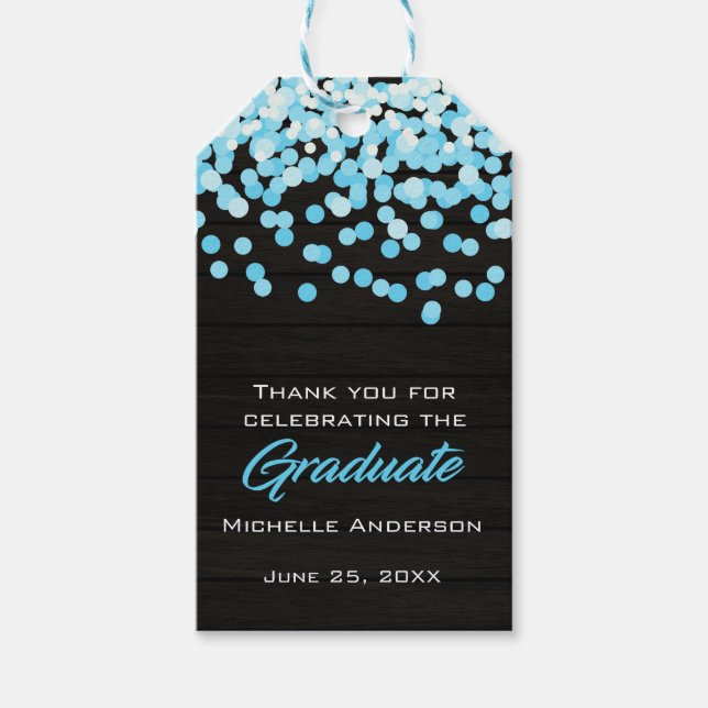 Blue Confetti Student Tack Studenten Märkre Presentetikett (Framsidan)