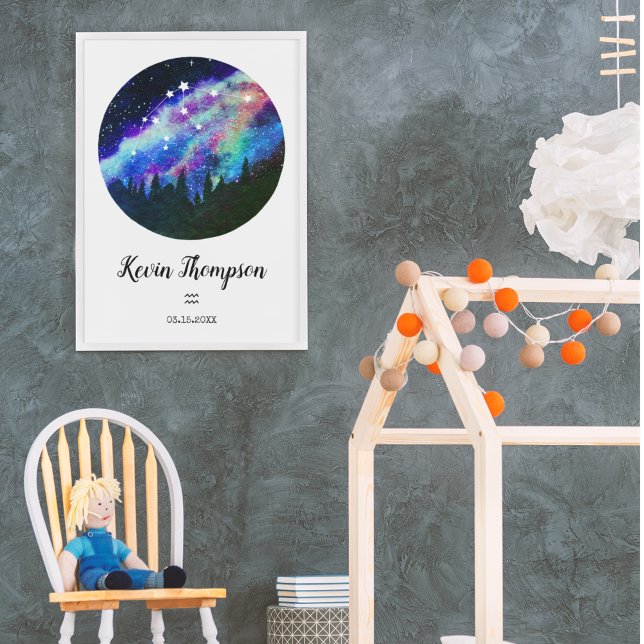 Blue Constellation Aquarius Horoscope Sign Gift Poster (Skapare uppladdad)