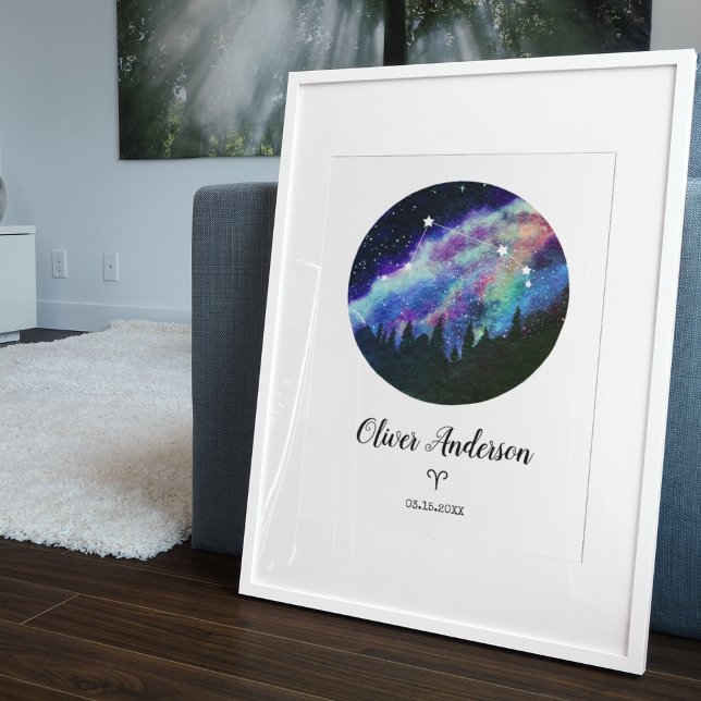 Blue Constellation Aries Horoscope Sign Gift Poster (Skapare uppladdad)