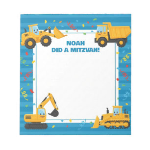 Blue Construction Lastbilar Personlig Mitzvah Anteckningsblock