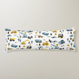 Blue Construction Lastbilar & Site Theme Mönster Kroppskudde