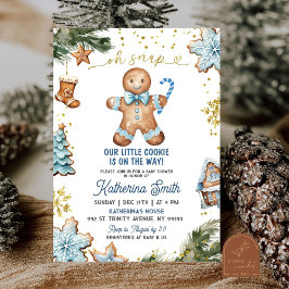 Blue Cookies Gingertea Oh Snap Baby Shower Inbjudningar