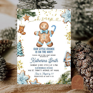 Blue Cookies Gingertea Oh Snap Baby Shower Inbjudningar