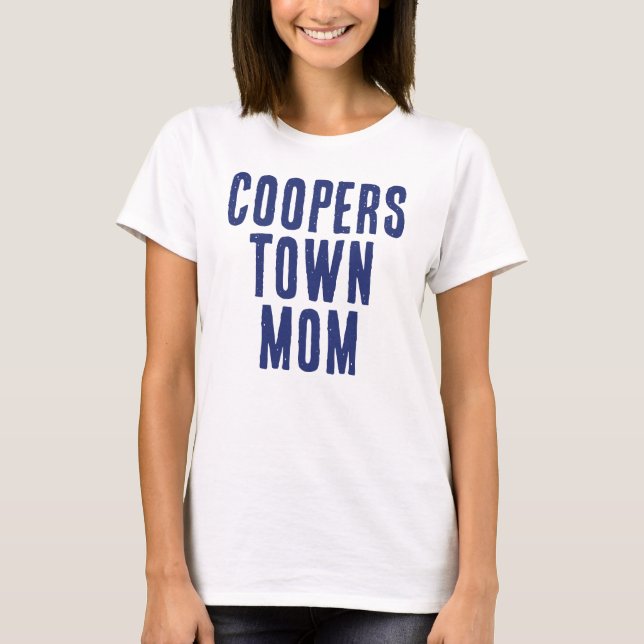 Blue Cooperstown Mamma Baseball T Shirt (Framsida)
