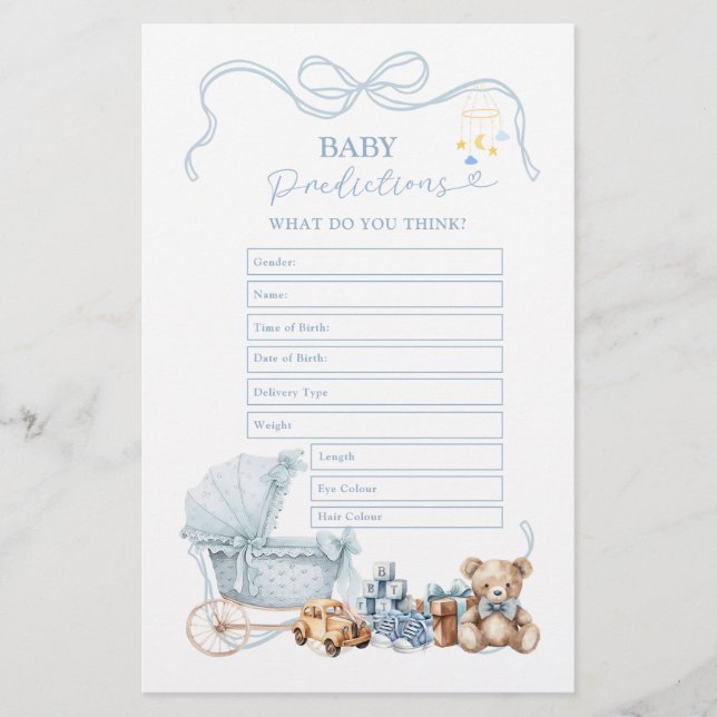 Blue Coquette Baby Carriage Baby Predictions  (Framsida)