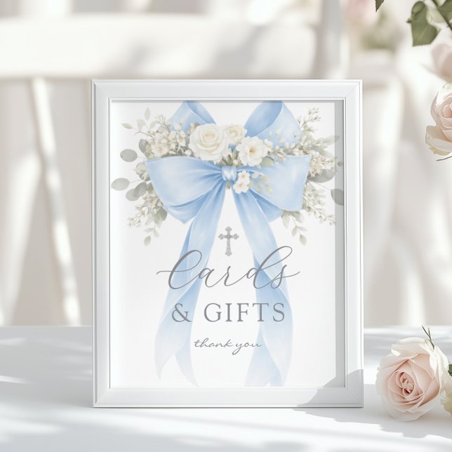 Blue Coquette Bow Cards and gifts Baptism Poster (Skapare uppladdad)