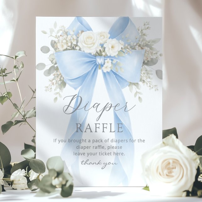 Blue Coquette Bow Diaper raffle Baby shower Poster (Skapare uppladdad)