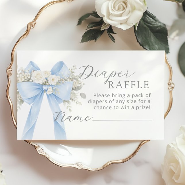 Blue Coquette Bow Diaper raffle ticket Tilläggskort (Skapare uppladdad)