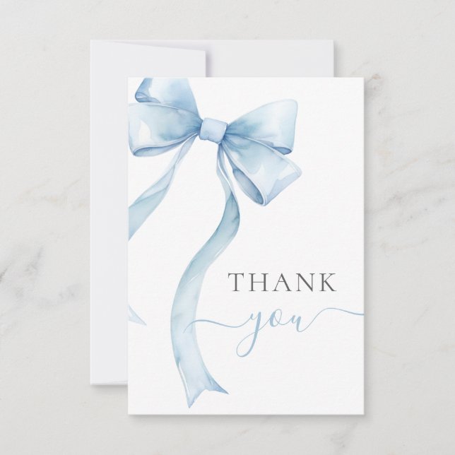 Blue Coquette Bow Gingham Boy Baby Shower Tack Kort (Framsida)