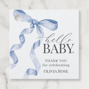 Blue Coquette Bow Girl Baby Shower Gåvor Etiketter