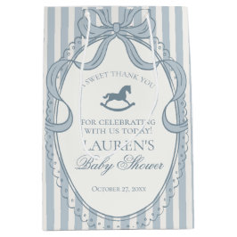 Blue Coquette Bow Rocking Horse Baby Shower Favors