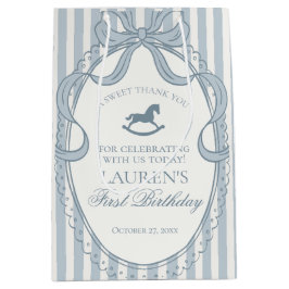 Blue Coquette Bow Rocking Horse Birthday Favors