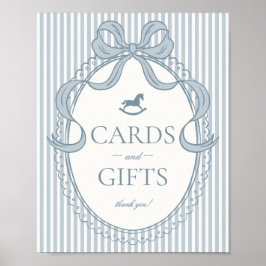 Blue Coquette Bow Rocking Horse Cards & Gifts Poster