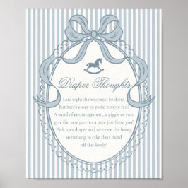 Blue Coquette Bow Rocking Horse Diaper Thoughts Poster