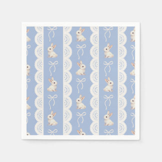 Blue Coquette Bow Watercolor Bunny Paper Napkin Pappersservett