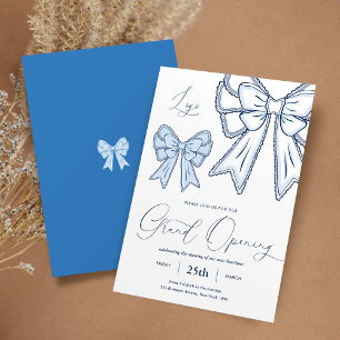 Blue Coquette Bows Elegant Grand Open Business Inbjudningar