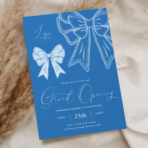 Blue Coquette Bows Elegant Grand Open Business Inbjudningar